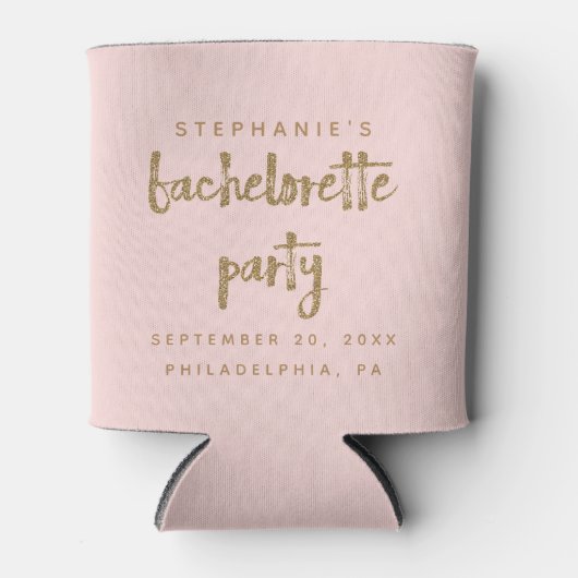 Rafraîchisseur Pour Canette Gold Parties scintillant Blush rose Bachelorette P (Devant)
