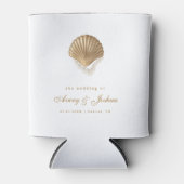 Rafraîchisseur Pour Canette Gold Seashell Custom Coastal Wedding Favor (Devant)
