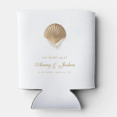 Rafraîchisseur Pour Canette Gold Seashell Custom Coastal Wedding Favor (Dos)