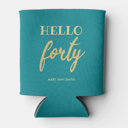 Rafraîchisseur Pour Canette Gold Turquoise "Hello Quarty" Parties scintillant  (Devant)