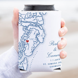 Rafraîchisseur Pour Canette Golden Isles of Georgia Carte Mariage Favor Boire