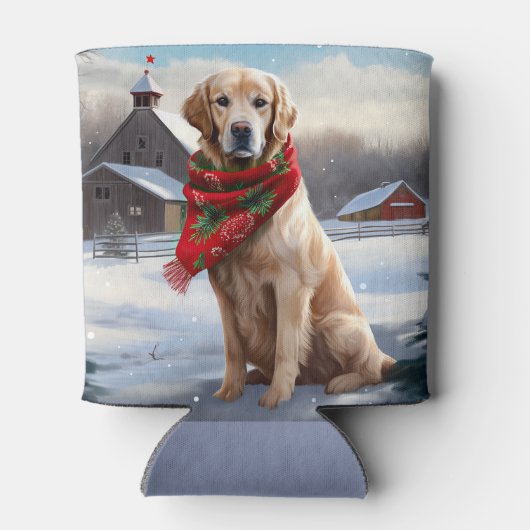 Rafraîchisseur Pour Canette Golden Retriever Dog in Snow Christmas (Dos)
