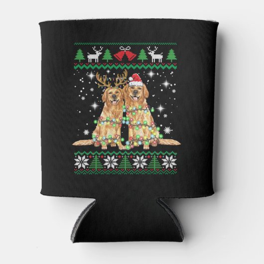 Rafraîchisseur Pour Canette Golden retriever Ugly Christmas Dog Funny Christma (Devant)