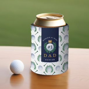 Rafraîchisseur Pour Canette Golf Ball, Tee, Laurel Wreath Motif & Monogramme