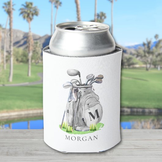 Rafraîchisseur Pour Canette Golf Nom Monogramme Noir