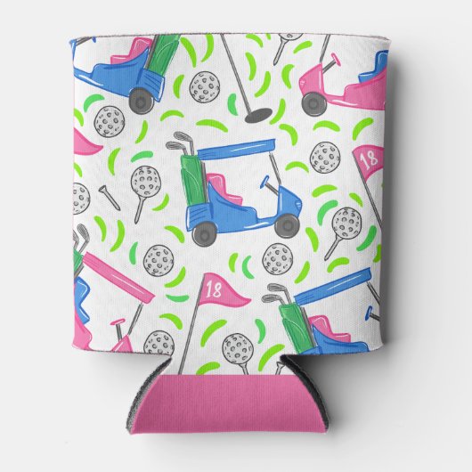 Rafraîchisseur Pour Canette Golf rose bleu (Devant)