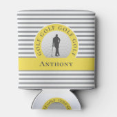 Rafraîchisseur Pour Canette Golfer Custom Monogramme Nom Gris Jaune Sports (Dos)