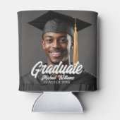 Rafraîchisseur Pour Canette Graduate Photo Bold Script Graduation Party Favor (Dos)