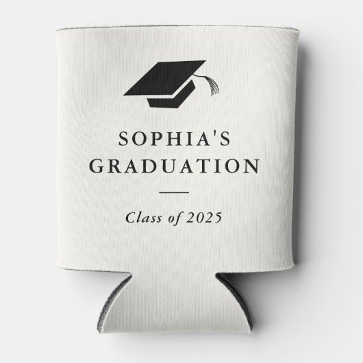 Rafraîchisseur Pour Canette Graduation classique simple en noir et blanc (Devant)