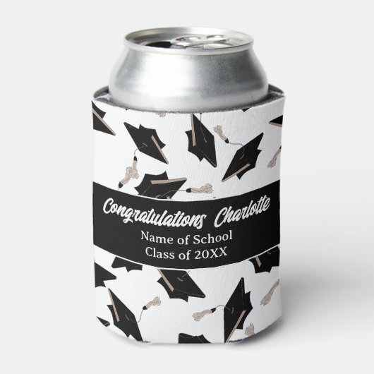 Rafraîchisseur Pour Canette Graduation Noir Blanc Casquette Fournitures de la (Can devant)