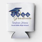 Rafraîchisseur Pour Canette Graduation Party Blue Gold Confetti Personnalisé (Devant)