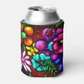 Rafraîchisseur Pour Canette Graffiti Style Fleurs & Ladybug rose violet rouge (Can devant)