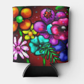 Rafraîchisseur Pour Canette Graffiti Style Fleurs & Ladybug rose violet rouge (Devant)