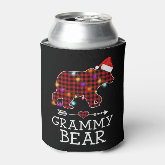 Rafraîchisseur Pour Canette Grammy Bear Christmas Pajama Red Plaid (Can devant)