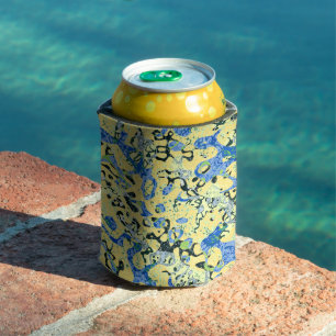 Rafraîchisseur Pour Canette Graphisme bleu jaune noir pointé Abstraction