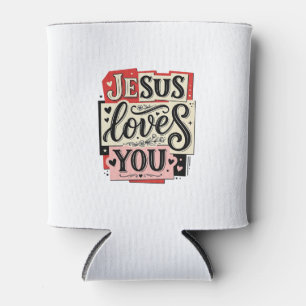Rafraîchisseur Pour Canette Gravure Vintage Jésus Vous Aime Typographie Chréti