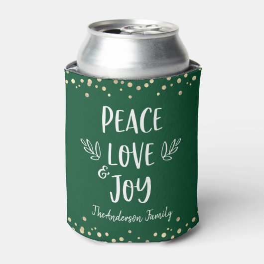 Rafraîchisseur Pour Canette Green Peace Love Joie Typographie moderne Dots d'o (Can devant)