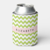 Rafraîchisseur Pour Canette Green Zigzag, Green Chevron, Votre Nom (Can devant)