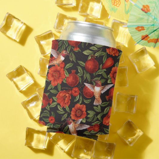 Rafraîchisseur Pour Canette Grenades et colibris/feuilles verts en noir (Été in situ)