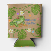 Rafraîchisseur Pour Canette Grenouille Fleurs Feuilles tropicales | Nom person (Devant)