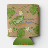 Rafraîchisseur Pour Canette Grenouille Fleurs Feuilles tropicales | Nom person (Dos)