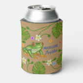 Rafraîchisseur Pour Canette Grenouille Fleurs Feuilles tropicales | Nom person (Can Dos)