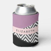 Rafraîchisseur Pour Canette Grey Zigzag, Grey Chevron, Purple, Votre Nom (Can devant)