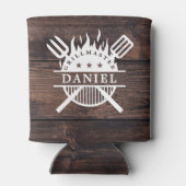 Rafraîchisseur Pour Canette Grillmaster BBBQ Rustique Bois foncé Impression (Dos)