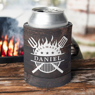 Rafraîchisseur Pour Canette Grillmaster BBBQ Rustique Bois foncé Impression