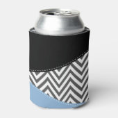 Rafraîchisseur Pour Canette Gris Zigzag, Gris Chevron, Motif Zigzag, Bleu (Can devant)