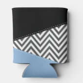 Rafraîchisseur Pour Canette Gris Zigzag, Gris Chevron, Motif Zigzag, Bleu (Dos)