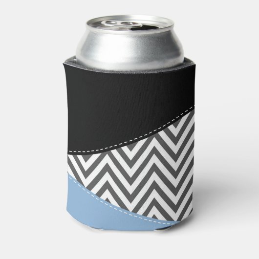 Rafraîchisseur Pour Canette Gris Zigzag, Gris Chevron, Motif Zigzag, Bleu (Can Dos)