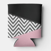 Rafraîchisseur Pour Canette Gris Zigzag, Gris Chevron, Motif Zigzag, Rose (Devant)