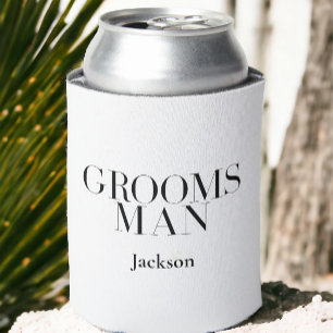 Rafraîchisseur Pour Canette Groomsman Personnalisé Blanc Noir Moderne Simple