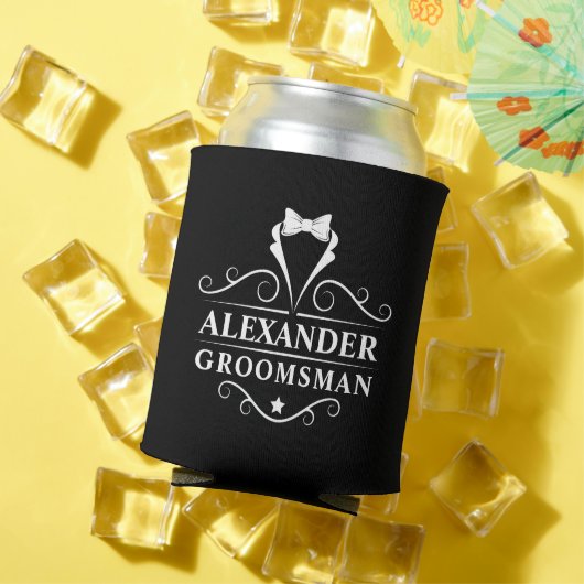 Rafraîchisseur Pour Canette Groomsman Tuxedo Cravate noir (Été in situ)