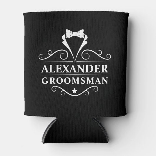 Rafraîchisseur Pour Canette Groomsman Tuxedo Cravate noir (Devant)