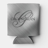 Rafraîchisseur Pour Canette Groomsmen Monogramme brossé Argent (Devant)