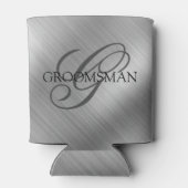 Rafraîchisseur Pour Canette Groomsmen Monogramme brossé Argent (Dos)