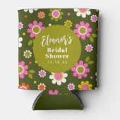 Rafraîchisseur Pour Canette Groovy Rétro Fleurs Années 60 Vert Olive Shower de (Devant)