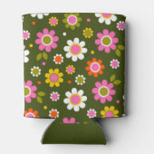 Rafraîchisseur Pour Canette Groovy Rétro Fleurs Années 60 Vert Olive Shower de (Dos)