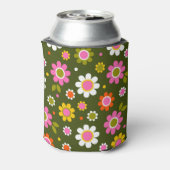 Rafraîchisseur Pour Canette Groovy Rétro Fleurs Années 60 Vert Olive Shower de (Can Dos)
