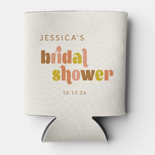 Rafraîchisseur Pour Canette Groovy Terracotta Peach Retro Mariage Personnalisé (Devant)