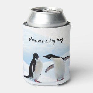 Rafraîchisseur Pour Canette Gros câlin Penguin sur la glace photo avec texte