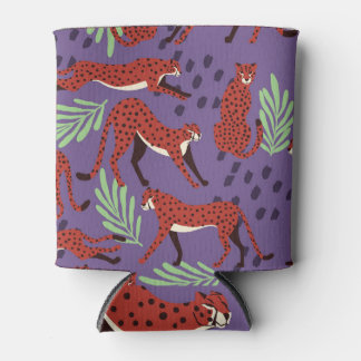 Rafraîchisseur Pour Canette Gros chats exotiques, motif plante tropical.