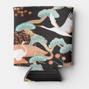 Rafraîchisseur Pour Canette Grues, hérons : motif japonais d'oiseaux.