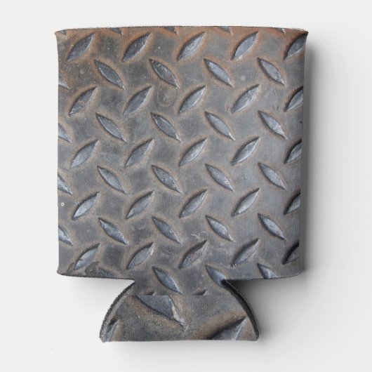 Rafraîchisseur Pour Canette Grunge diamant métal, texture en acier soudé. (Devant)