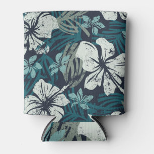 Rafraîchisseur Pour Canette Grunge Hibiscus, Papier peint Floral Tropical.