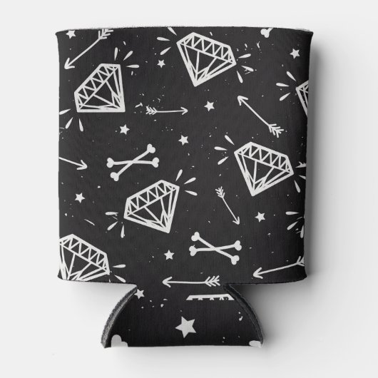 Rafraîchisseur Pour Canette Grunge rock : diamants, os motif. (Devant)
