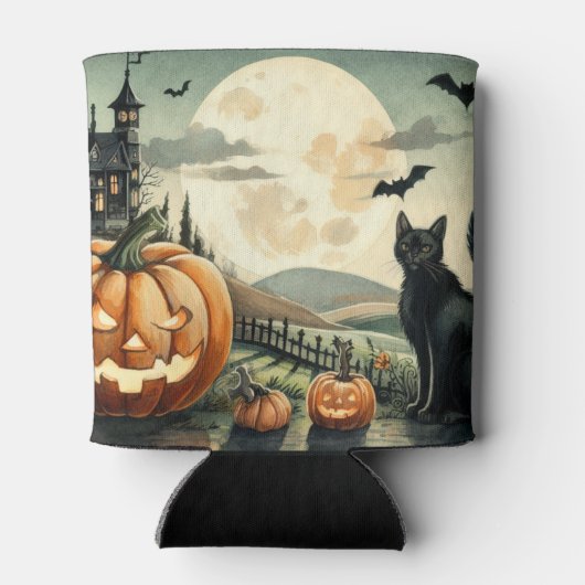 Rafraîchisseur Pour Canette Halloween/Automne/Automne/citrouille/chat (Dos)