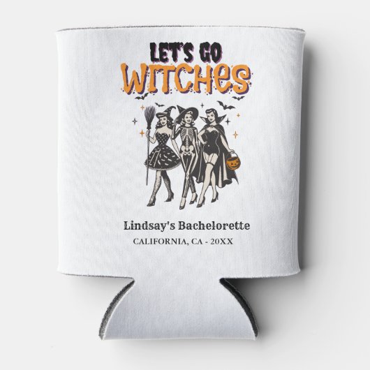 Rafraîchisseur Pour Canette Halloween Bachelorette allons sorcières (Devant)